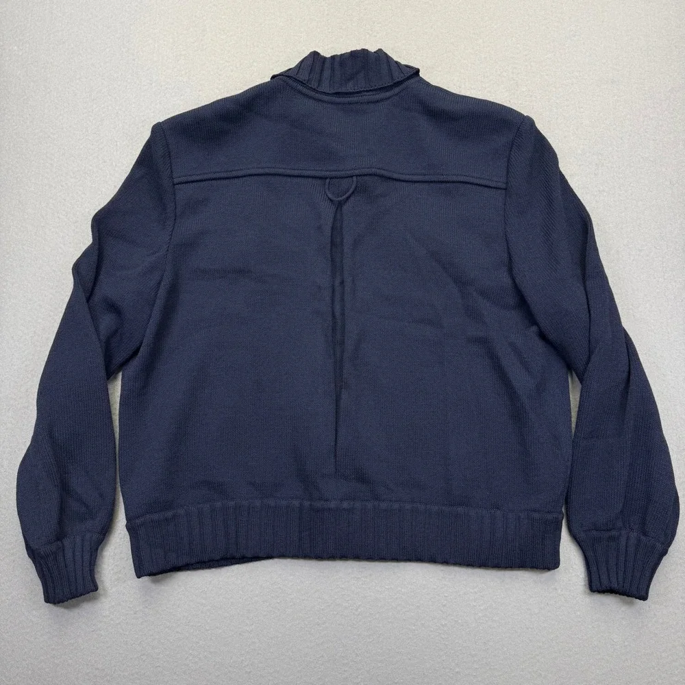 St John Collection Marie Gray Navy Blue Santana Knit Zip Jacket Bomber Mens M
